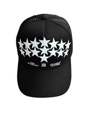 AMIRI Black Trucker Hat with White Star Graphic